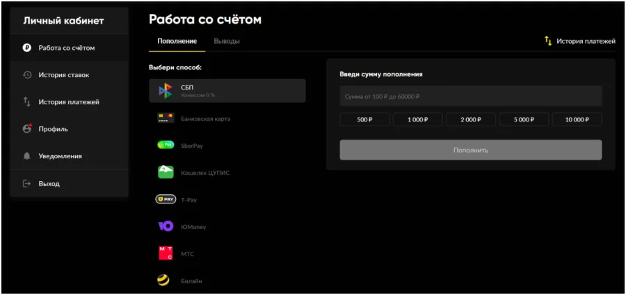 как пополнить счет в букмекерской конторе